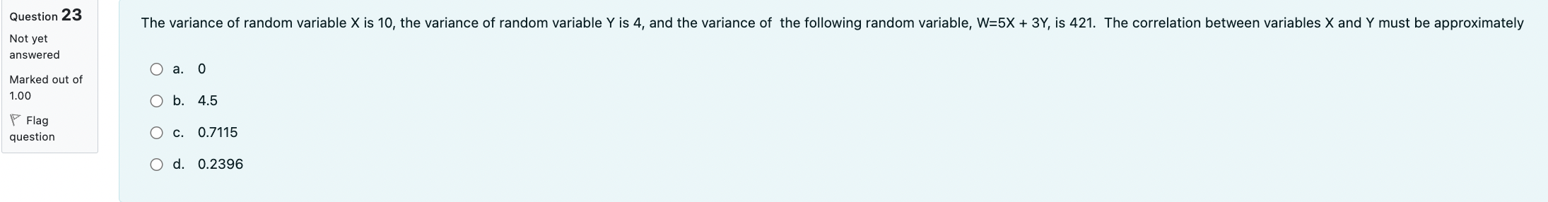 Solved Question 23 The variance of random variable X is 10, | Chegg.com