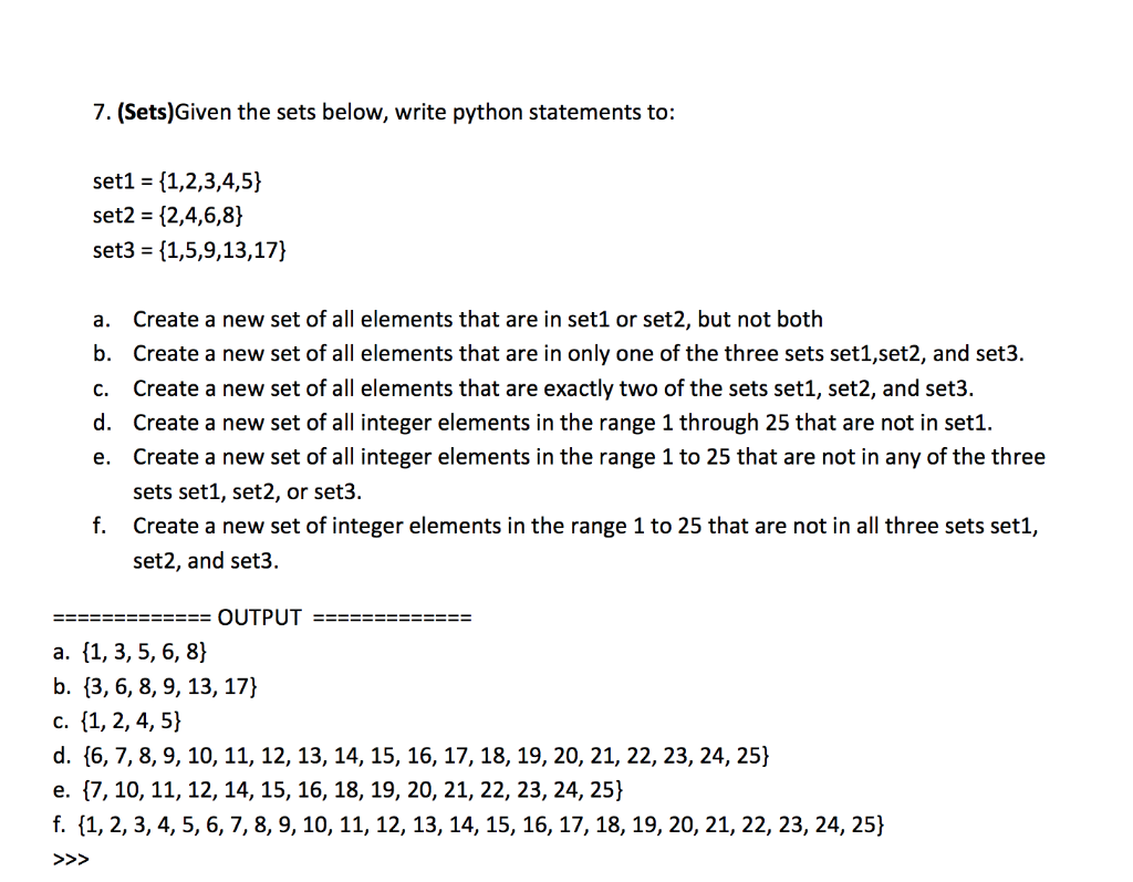 The set of statements