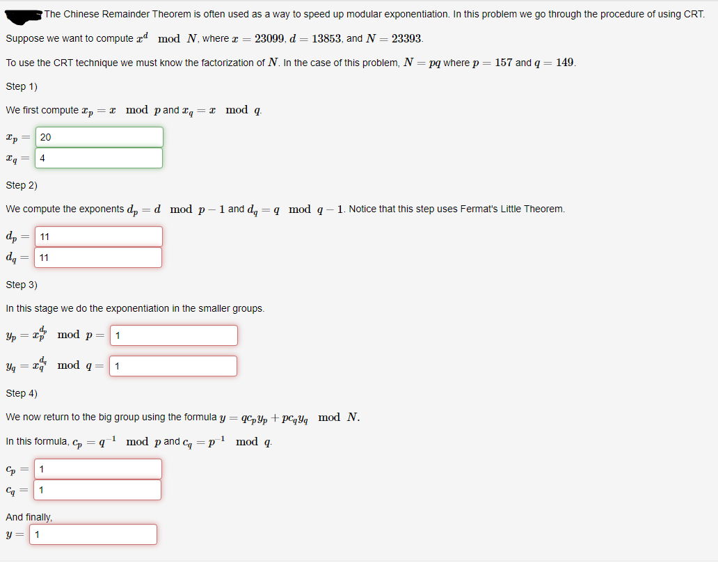 Solved The Chinese Remainder Theorem Is Often Used As A Way 6844