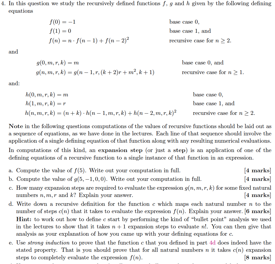 4. In this question we study the recursively defined | Chegg.com
