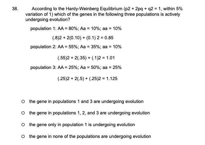Solved According to the Hardy-Weinberg Equilibrium (p2 | Chegg.com