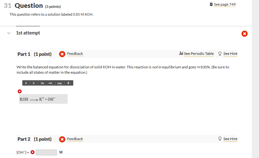 Solved 31 Question (3 points) e See page 749 This question | Chegg.com