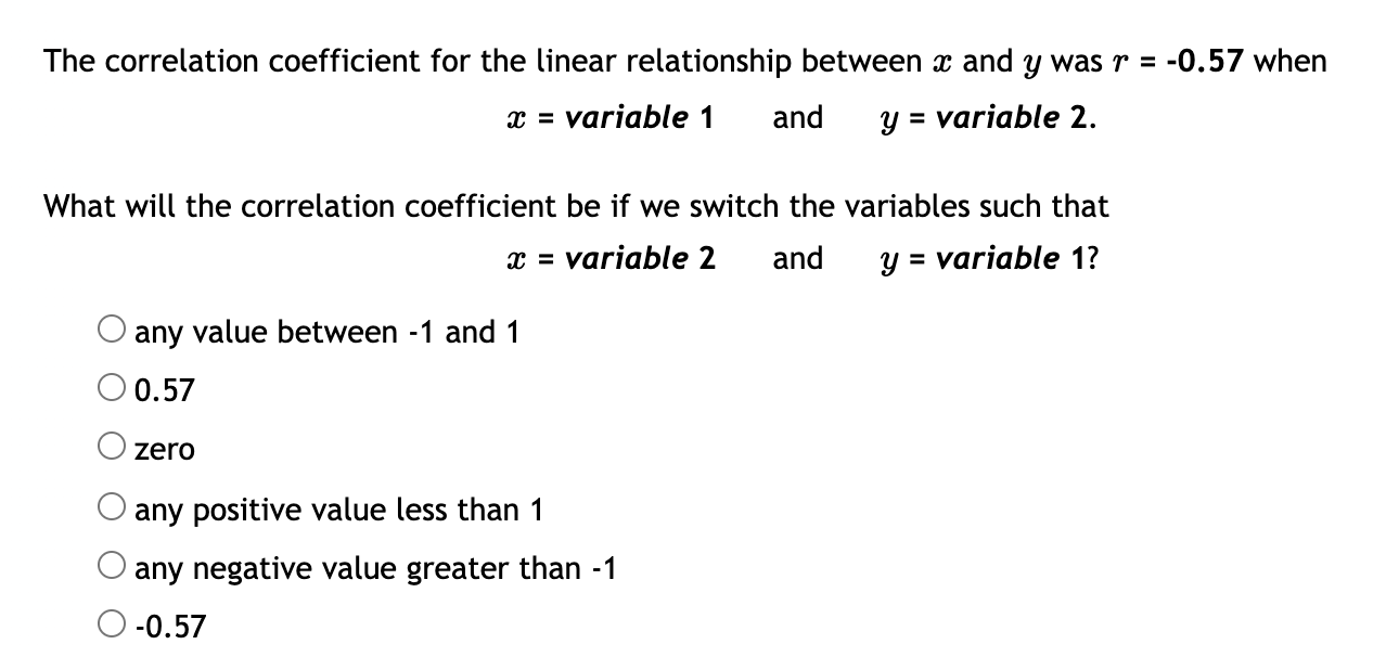 Solved The Correlation Coefficient For The Linear | Chegg.com