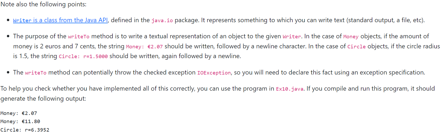 Solved Exercise 10: Interfaces Copy the circle.java file | Chegg.com