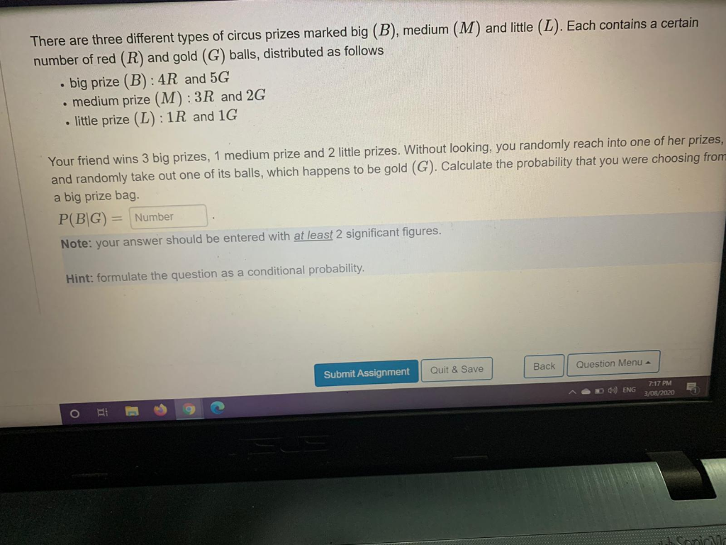 Solved There Are Three Different Types Of Circus Prizes Chegg Com