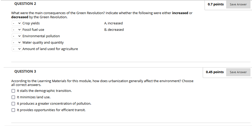 Solved QUESTION 2 0.7 points Save Answer What were the main | Chegg.com