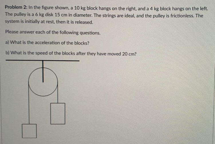 Solved Problem 2: In the figure shown, a 10 kg block hangs | Chegg.com