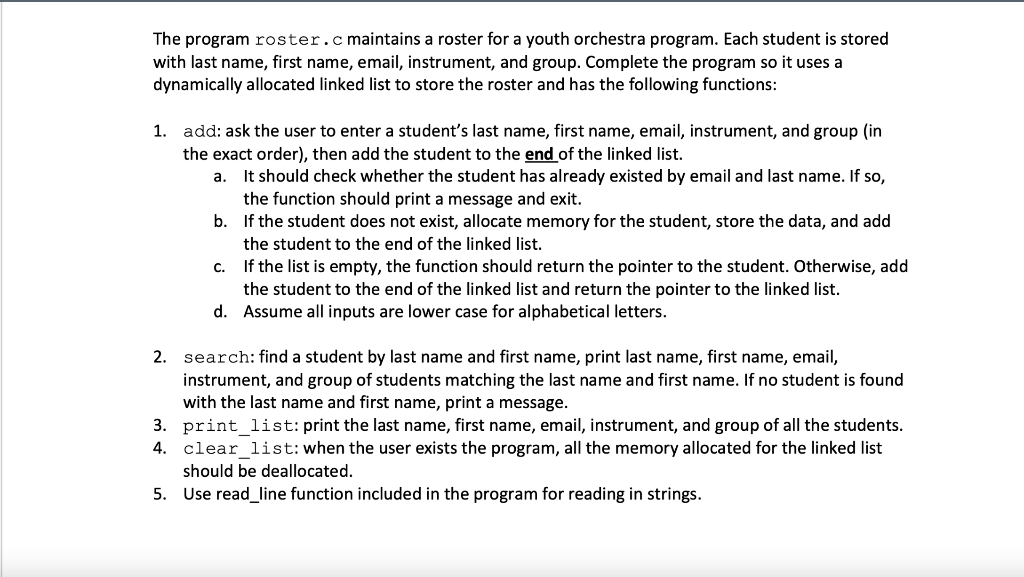 Solved Code in C and use struct and nodes to solve. test | Chegg.com