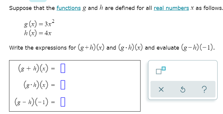 Solved Suppose that the functions g and h are defined for | Chegg.com