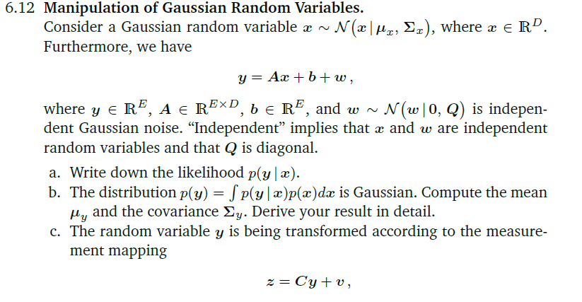 6 12 Manipulation Of Gaussian Random Variables Co Chegg Com