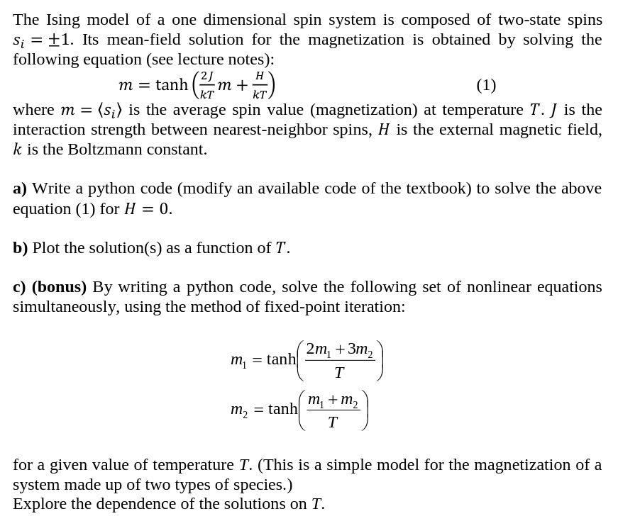 solved-the-ising-model-of-a-one-dimensional-spin-system-is-chegg