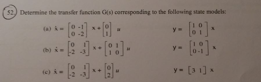 Solved 52.) Determine the transfer function G(s) | Chegg.com