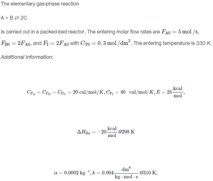 Solved The elementary gas-phase reaction A+B⇄2C is carried | Chegg.com