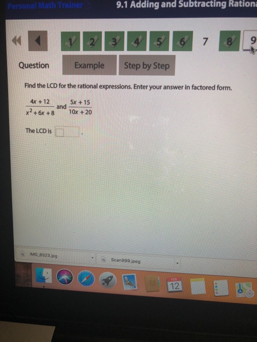 Solved QuestionExample Step by Step Find the LCD for the | Chegg.com