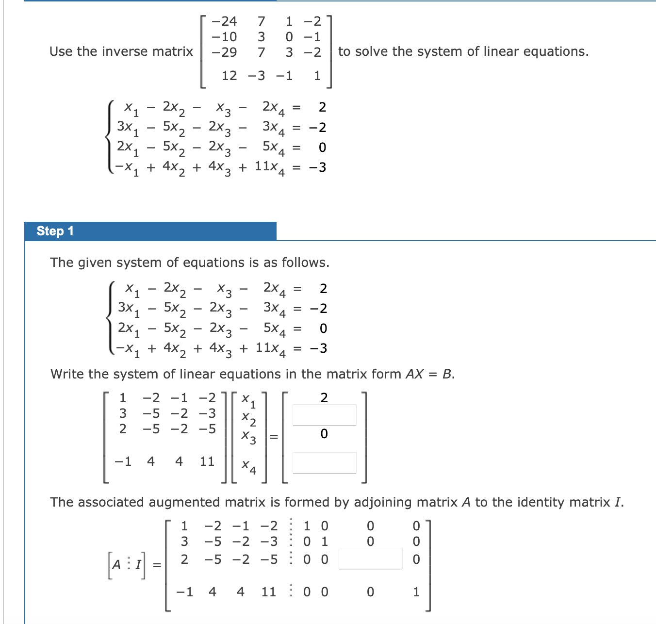 Solved Use the inverse matrix | Chegg.com