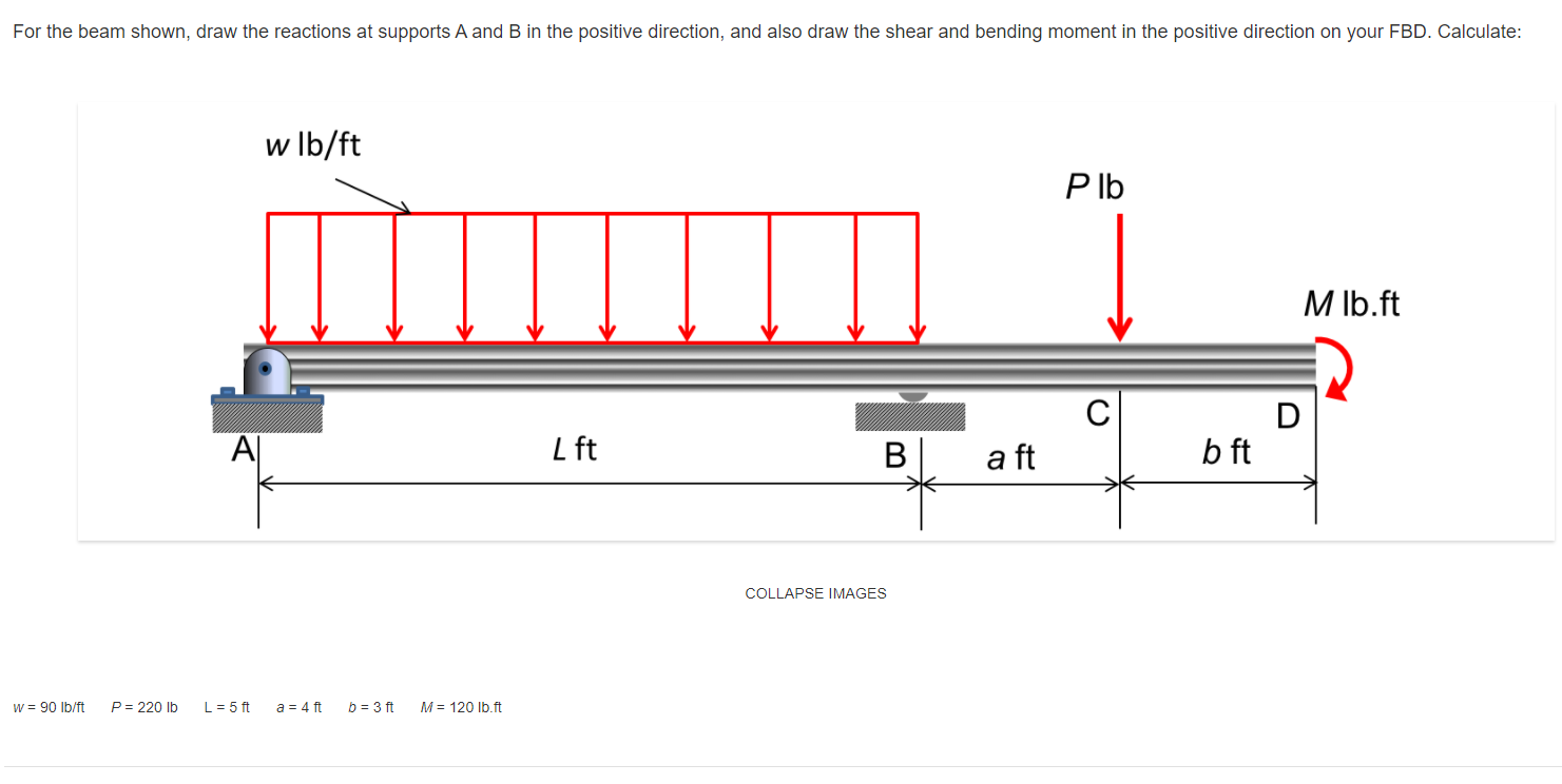 Solved For the beam shown, draw the reactions at supports A | Chegg.com