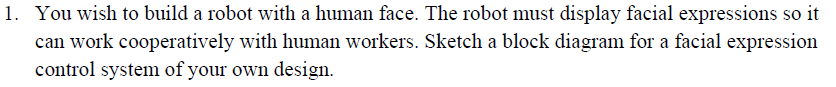 Solved 1. You wish to build a robot with a human face. The | Chegg.com