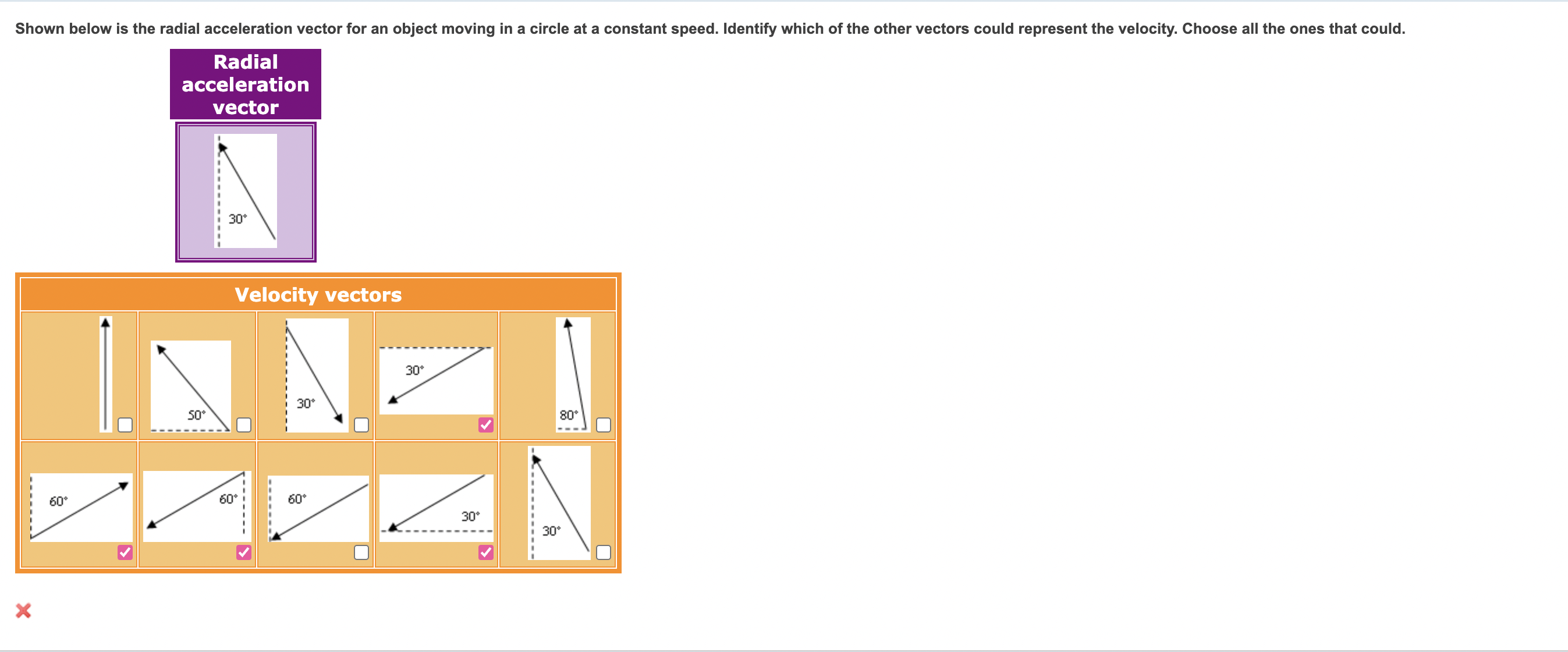 Solved Shown below is the velocity vector for an object that | Chegg.com
