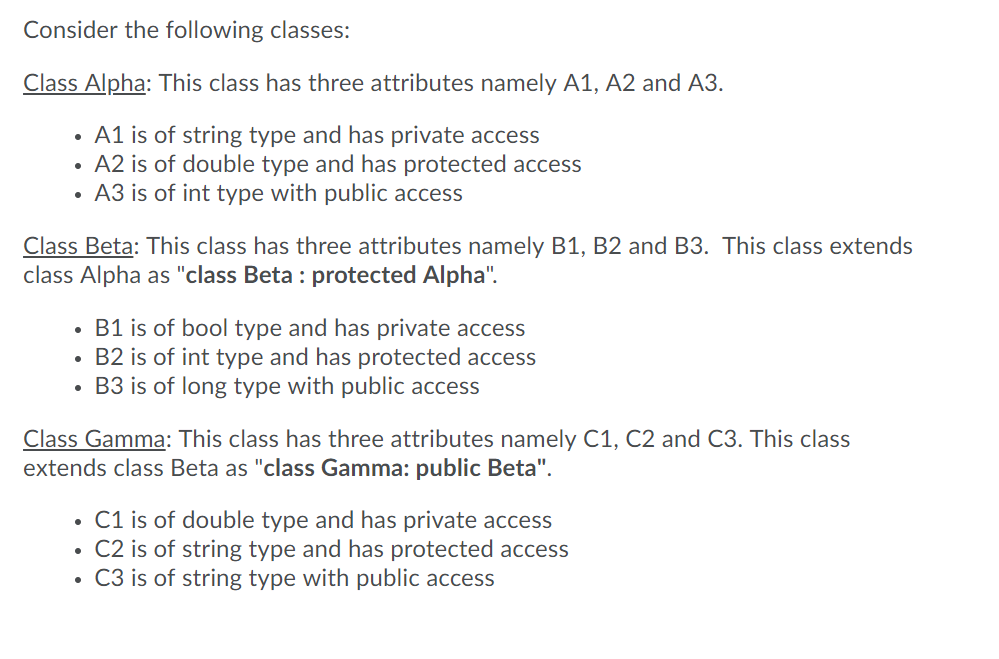 Solved Consider the following classes: Class Alpha: This | Chegg.com