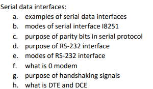 Solved Serial data interfaces: a. examples of serial data | Chegg.com