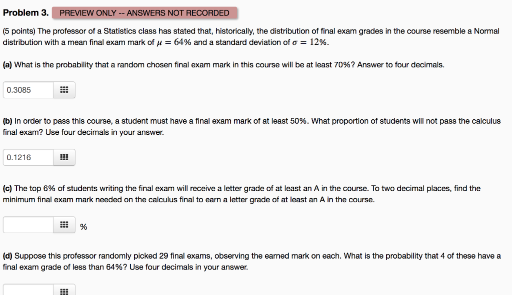Solved Problem 3. PREVIEW ONLY -- ANSWERS NOT RECORDED (5 | Chegg.com