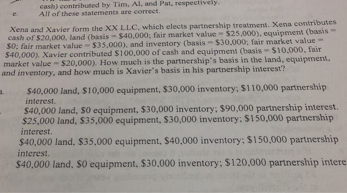 tim al and pat contributed assets to form the equal tap