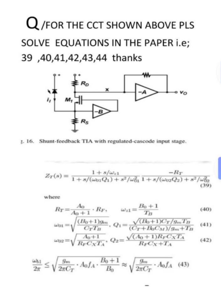 Solved /FOR THE CCT SHOWN ABOVE PLS SOLVE EQUATIONS IN THE | Chegg.com