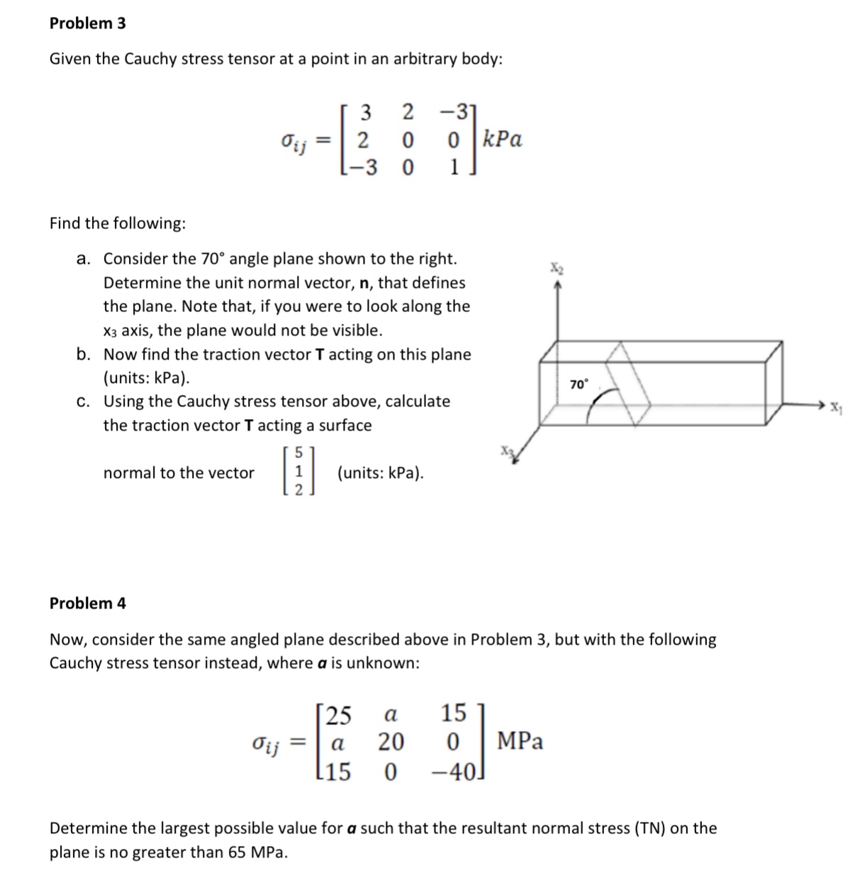 Solved Given the Cauchy stress tensor at a point in an | Chegg.com