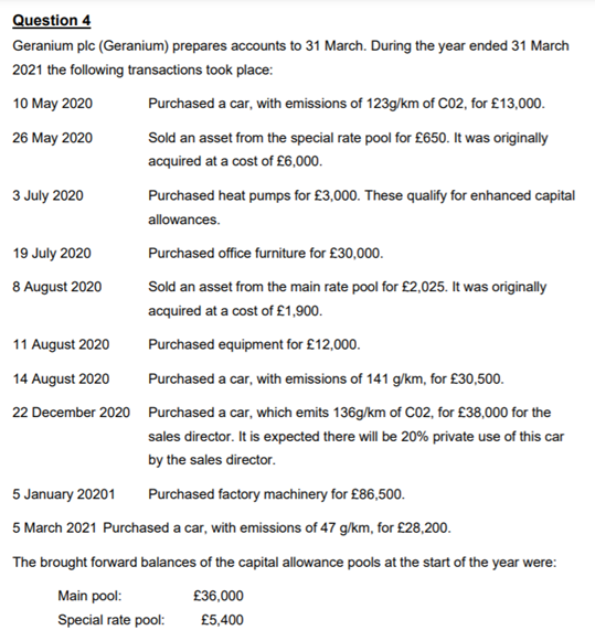 Required a) Calculate the maximum capital allowances