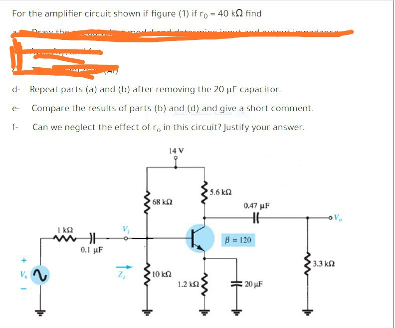 Solved For The Amplifier Circuit Shown If Figure (1) If Ro - | Chegg.com