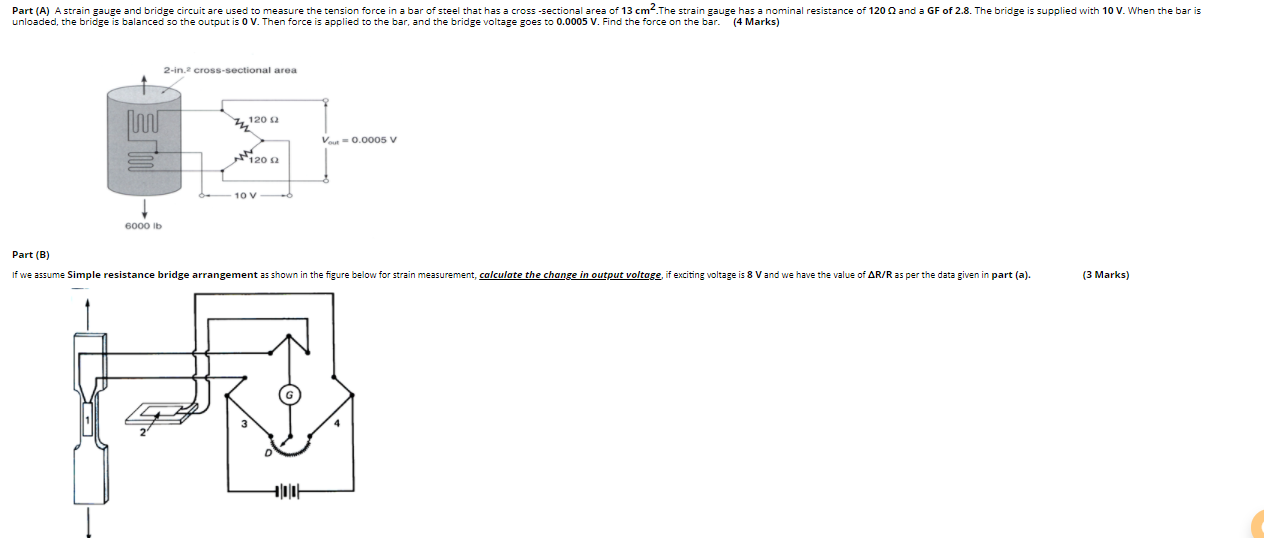 Solved Part (A) A Strain Gauge And Bridge Circuit Are Used | Chegg.com