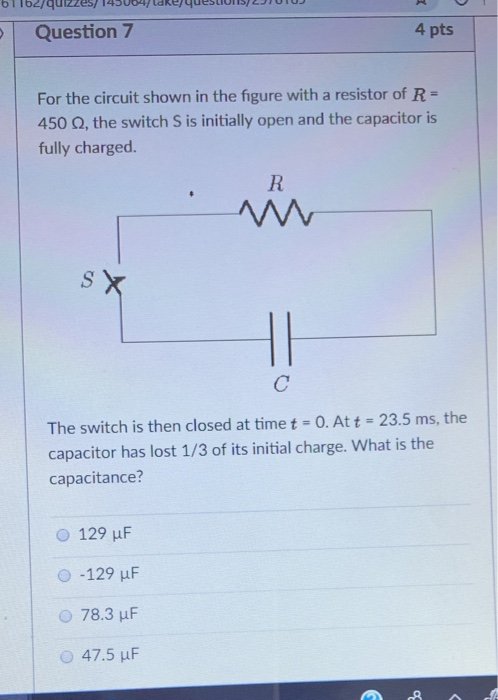 Solved Question 7 4 pts For the circuit shown in the figure | Chegg.com