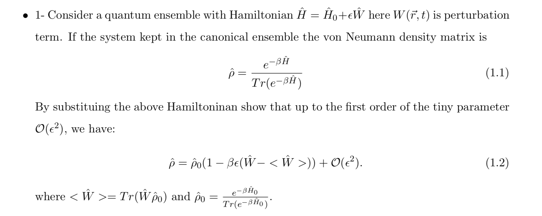 Solved 1 Consider A Quantum Ensemble With Hamiltonian Chegg Com