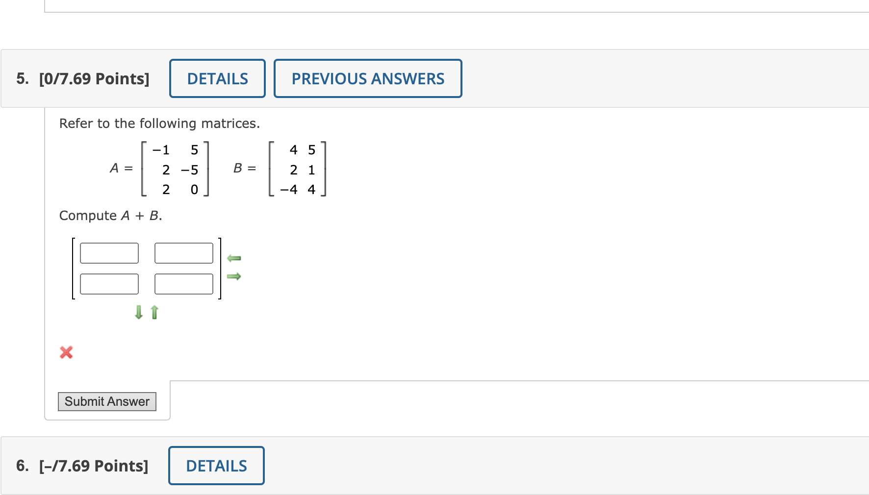 Solved Refer To The Following Matrices. | Chegg.com