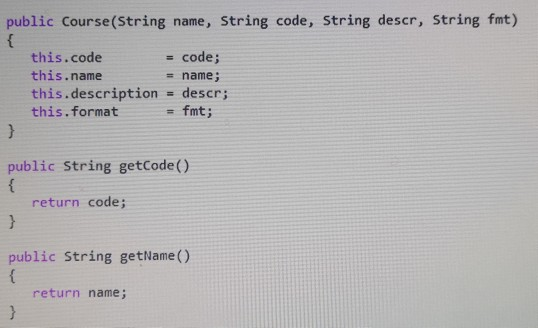 public class Course private String code; private | Chegg.com