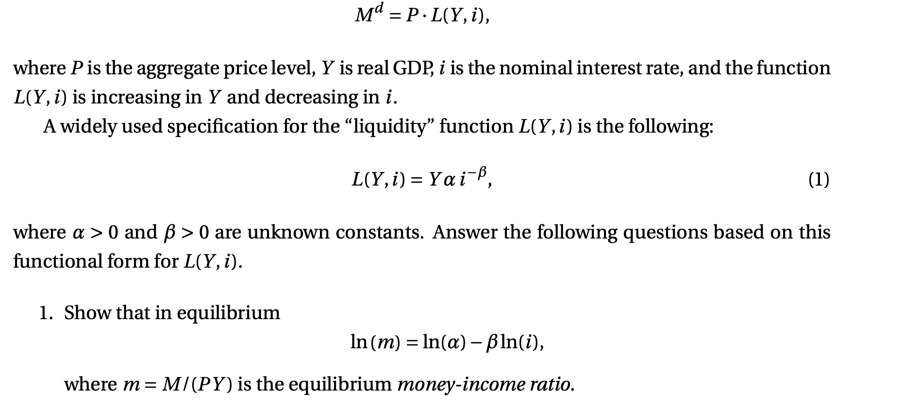 Solved Md P L Y I Where P Is The Aggregate Price Lev Chegg Com