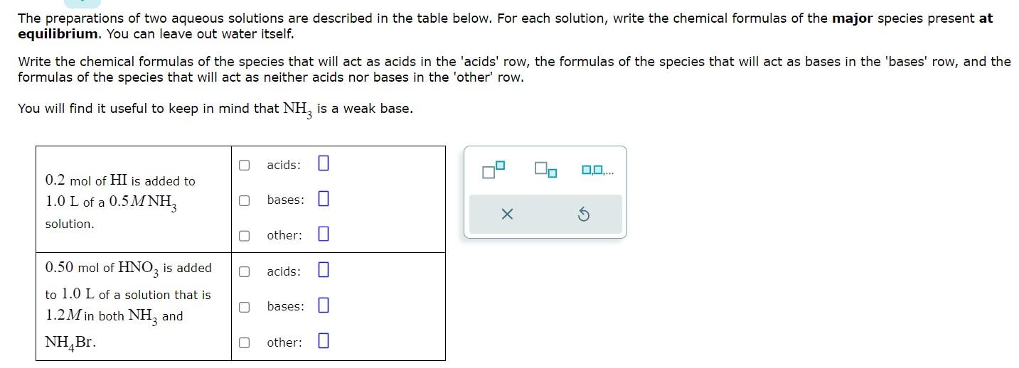 Solved The preparations of two aqueous solutions are | Chegg.com