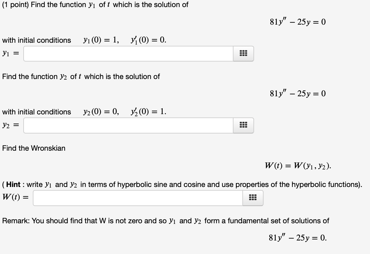 Solved |(1 point) Find the general solution to the | Chegg.com