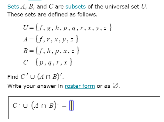 Solved Sets A B And C Are Subsets Of The Universal Set Chegg Com