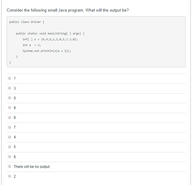 Solved Consider the following small Java program. What will | Chegg.com