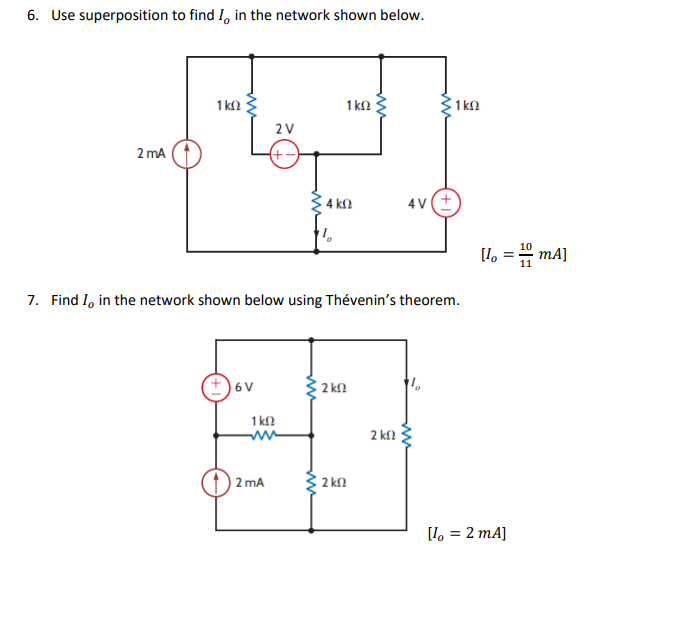 Solved 6. Use superposition to find Io in the network shown | Chegg.com