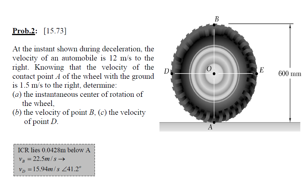 Solved B Prob.2: [15.73] D E 600 Mm At The Instant Shown | Chegg.com