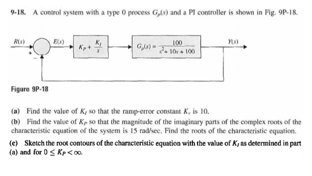 Solved 9-18. A control system with a type 0 process Gp(s) | Chegg.com