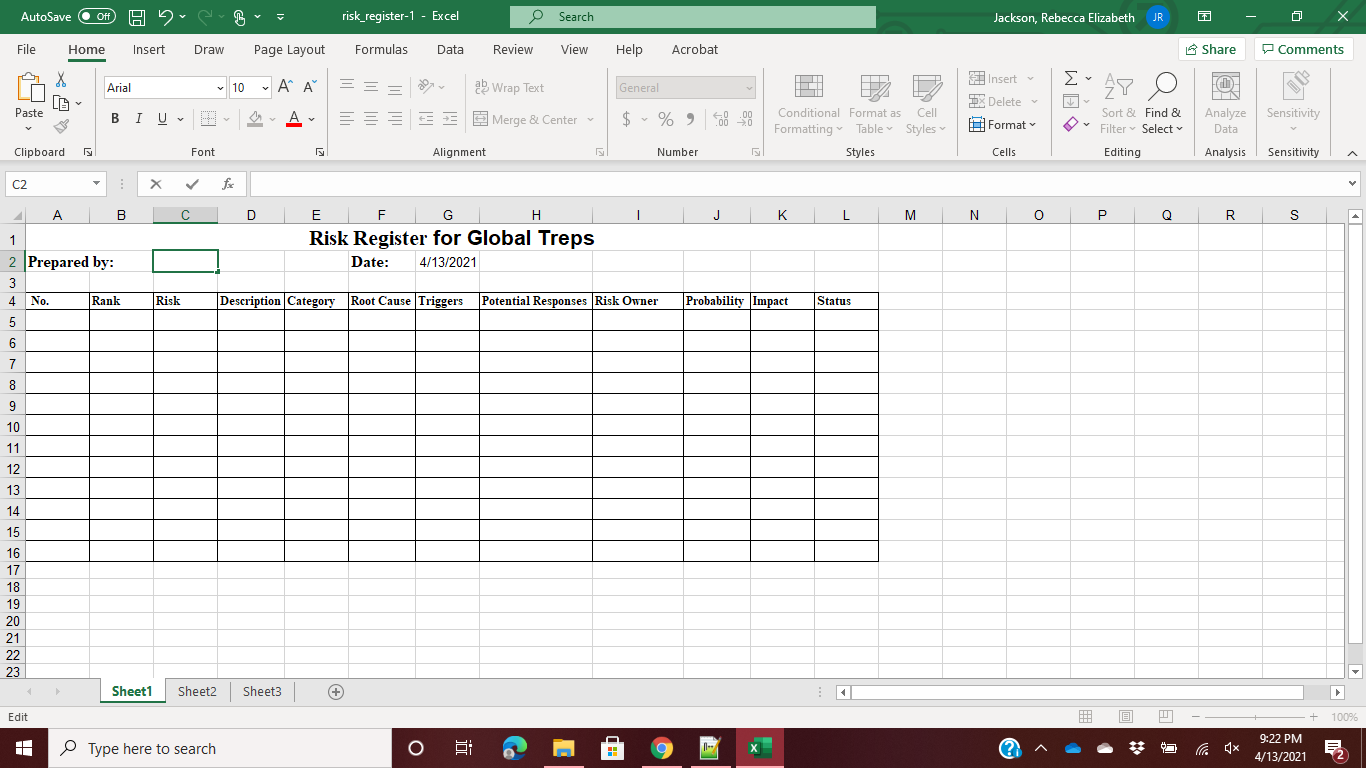 How To Create A Risk Register In Excel