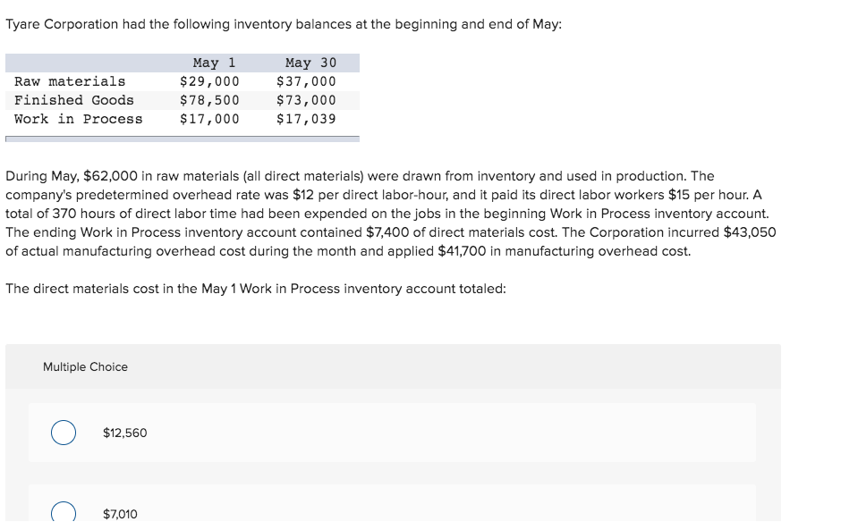 Solved Tyare Corporation had the following inventory | Chegg.com