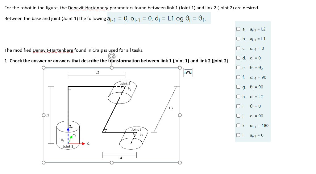 Solved For The Robot In The Figure, The Denavit-Hartenberg | Chegg.com