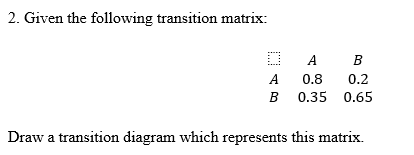 Solved 2. Given The Following Transition Matrix: Draw A | Chegg.com