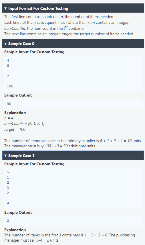 Input Format For Custom Testing The first line contains an integer, n, the number of items needed Each line i of the n subseq