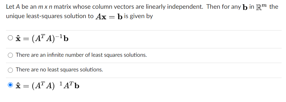 Solved Let A Be An Mxn Matrix Whose Column Vectors Are Li Chegg Com