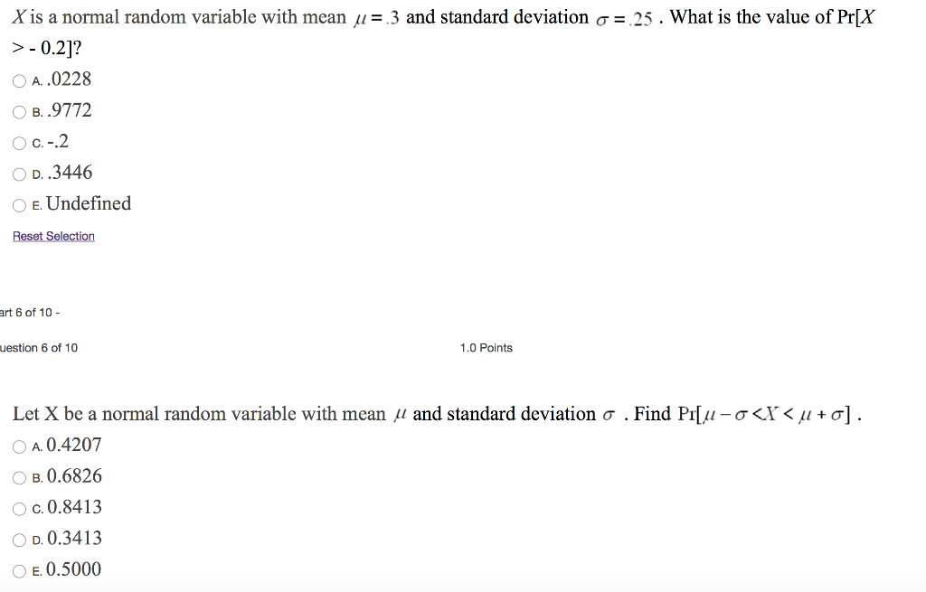 Solved X is a normal random variable with mean u=.3 and | Chegg.com